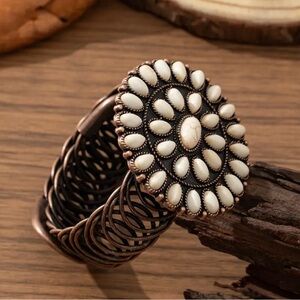 Brass Turquoise Concho Bracelet Stretchable